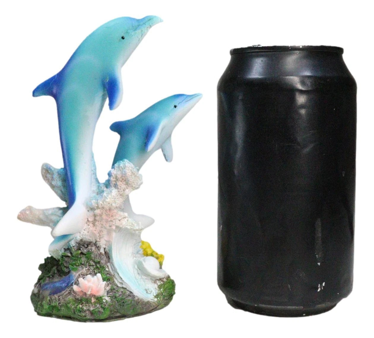 Sea World Nautical Two Bottlenose Dolphins Swimming By Coral Reefs Statue 5.5"H-3