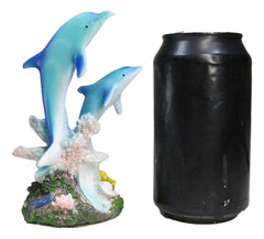 Sea World Nautical Two Bottlenose Dolphins Swimming By Coral Reefs Statue 5.5"H-3