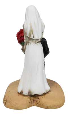 Figura decorativa para tarta de boda con esqueletos de novios y rosas "El amor nunca muere"-6