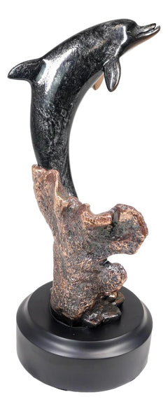 Marine Sea Dolphin Jumping Out Of Water Bronze Electroplated Resin Figurine-5