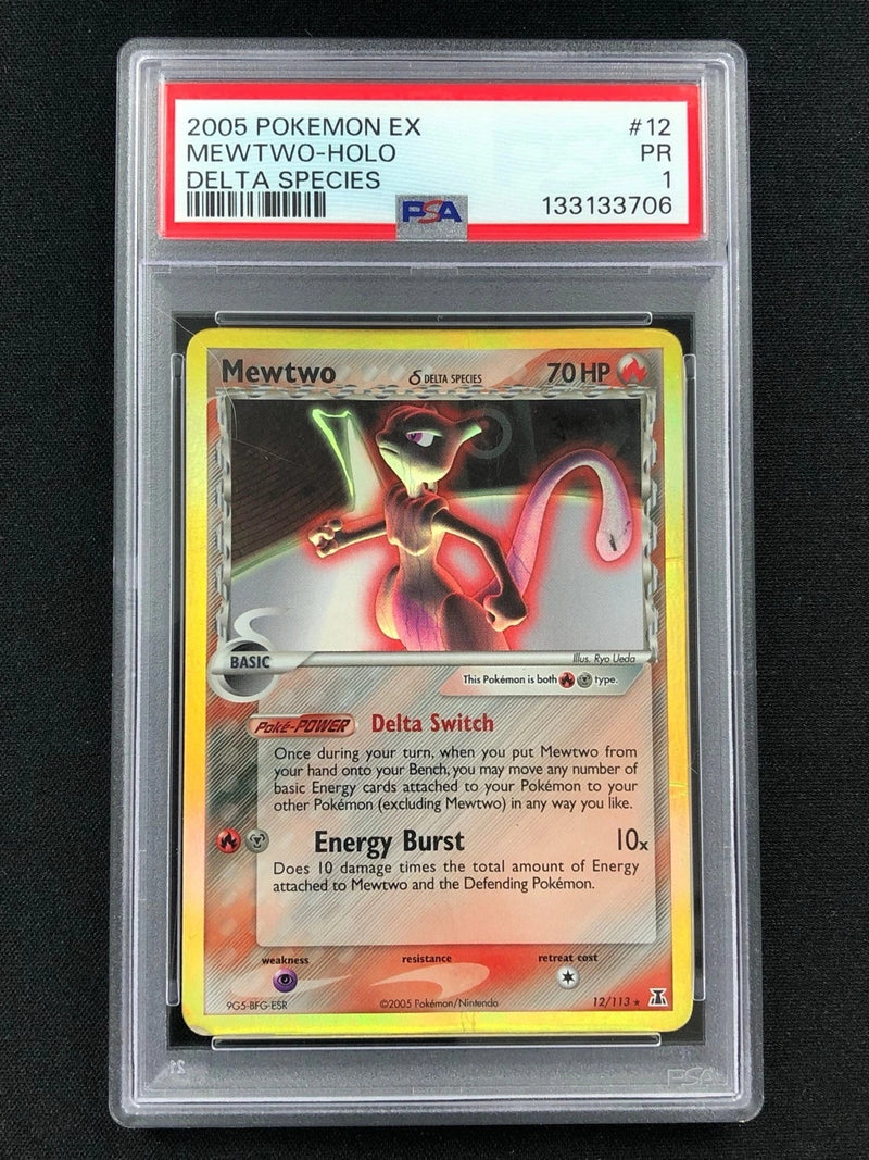 Pokemon 2005 Mewtwo 12/113 Holo Delta Species PSA 1-1