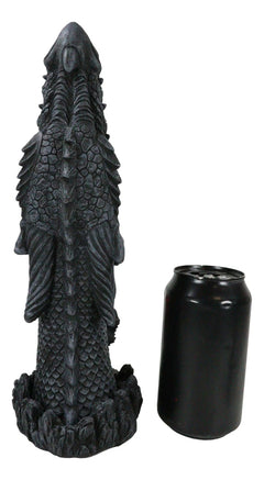 Red Orb Grendel Dragon Head Emerging From Ground Cone Incense Burner Sculpture-5