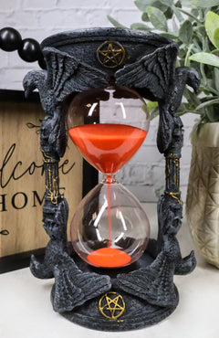 Gothic Alchemy Pentagram Circle Raven Crows Skull Pillars Sand Timer Sandtimer-1