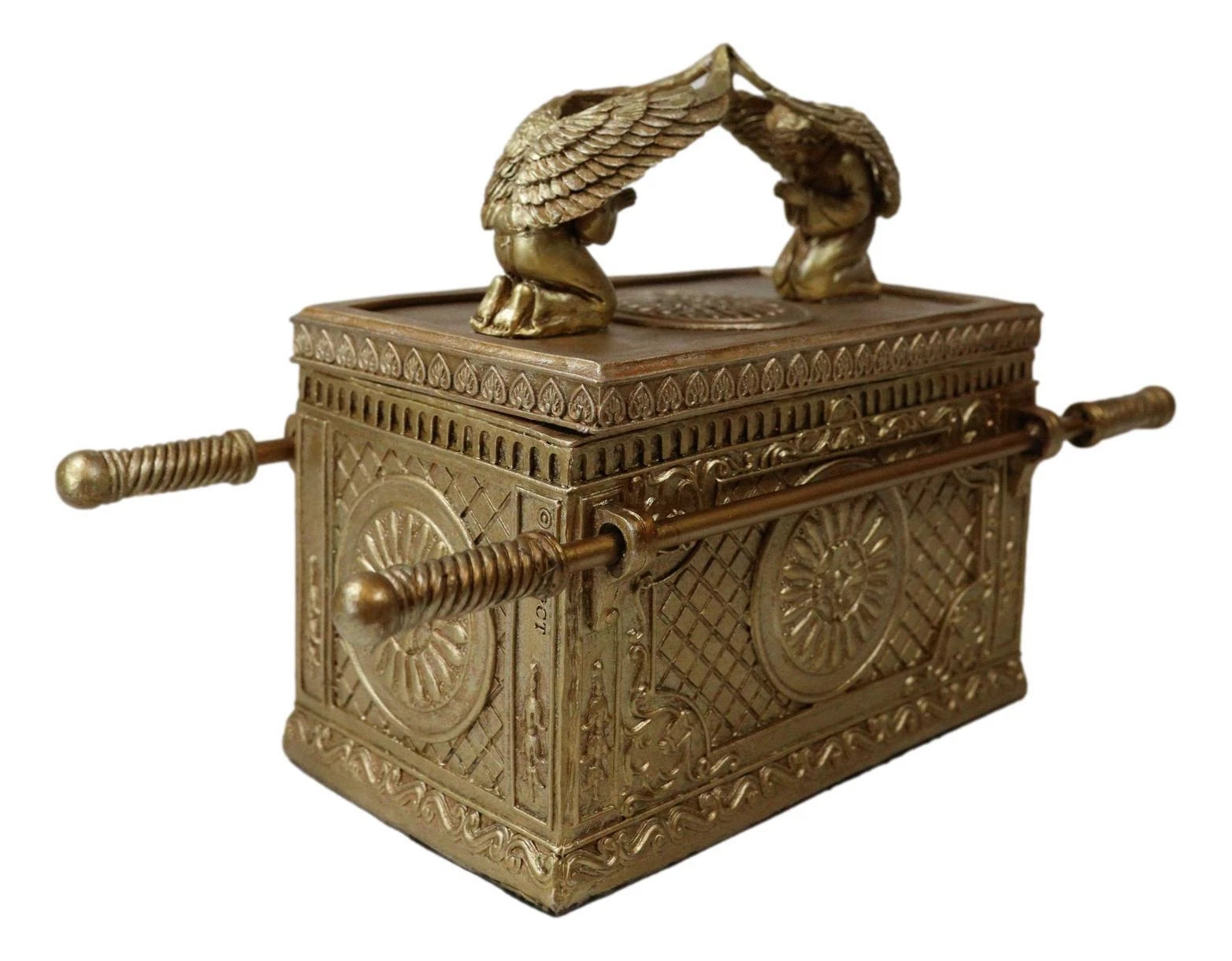 Golden Ark Of The Covenant With Cherubim Angels Decorative Box 9.5"L (1:8 Scale)