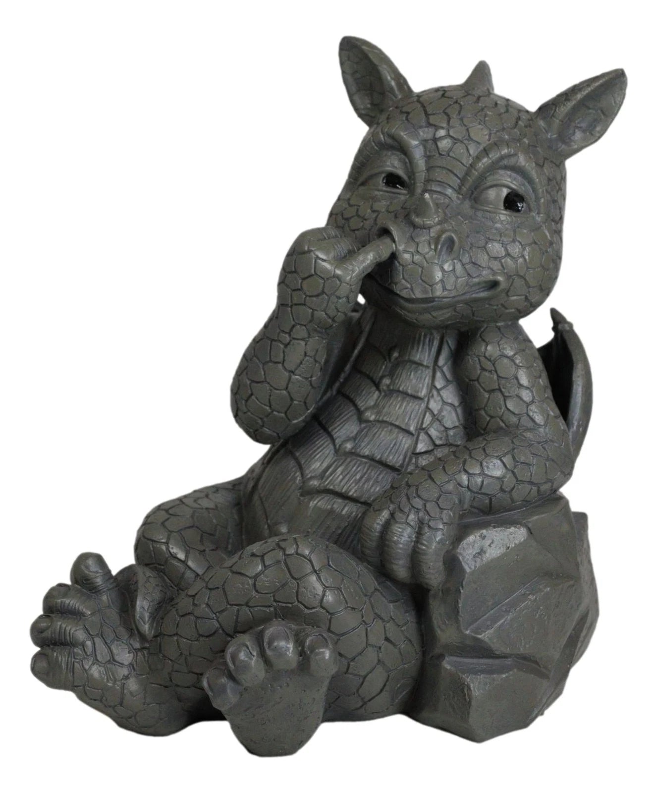 Whimsical Bad Habit Garden Dragon Picking Nose Statue Fantasy Dragons Decor-4