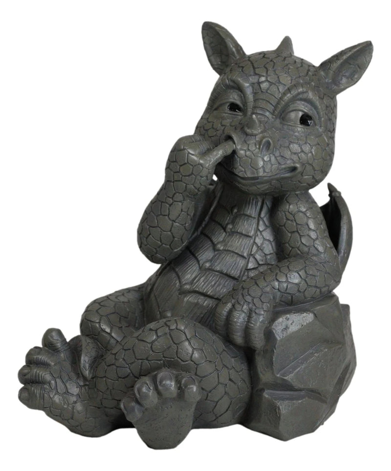 Whimsical Bad Habit Garden Dragon Picking Nose Statue Fantasy Dragons Decor-4