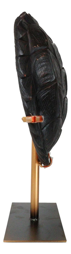 Large Nautical Marine Jagged Shell Faux Sea Turtle Sculpture With Pole Stand-5