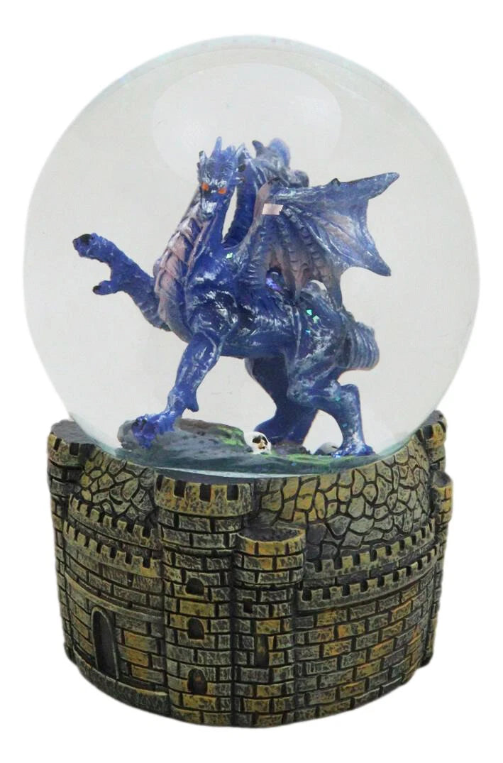 Legends Fantasy Blue Midnight Dragon Water Globe With Glitters Figurine 100mm-4