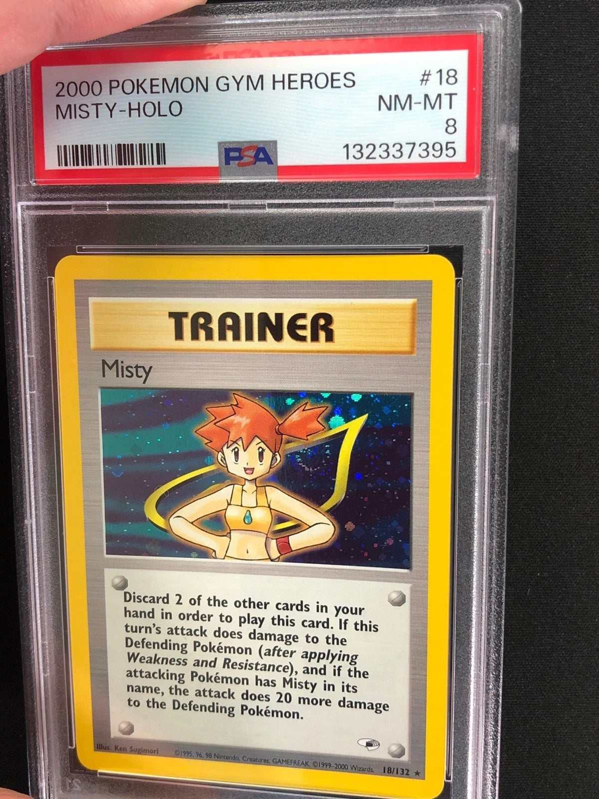 Pokemon 2000 Misty Trainer Holo + Swirl! 18/132 PSA 8