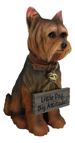 Yorkie Dog Garden Statue 12.5"H Yorkshire Terrier Welcome Figurine Jingle Collar-2