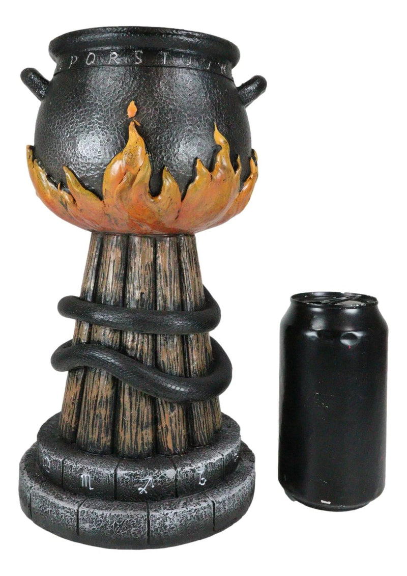 Wicca Triple Moon Witch Cauldron With Snake And Sacred Geometry Candle Holder-4