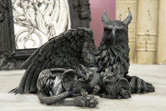 Gargoyle Figurine Griffon Family Mother & Baby Hatchlings Statue-1