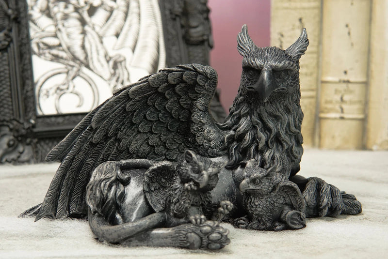 Gargoyle Figurine Griffon Family Mother & Baby Hatchlings Statue-1
