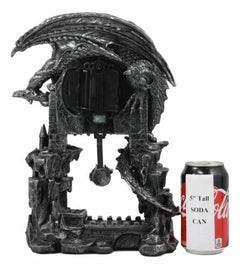 Large Gothic Smaug Dragon Overlord Guarding Castle Pendulum Table Clock Statue-4