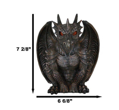 Gothic Winged Dragon Guard Gargoyle With Translucent Eyes Candle Holder Figurine-5