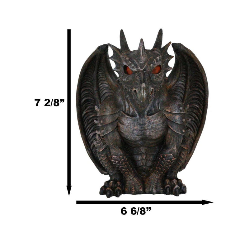 Gothic Winged Dragon Guard Gargoyle With Translucent Eyes Candle Holder Figurine-5
