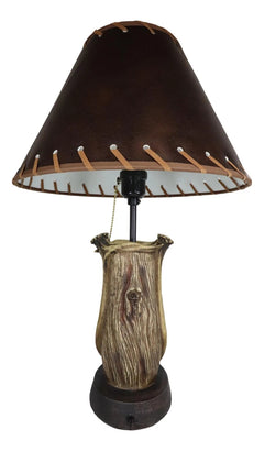 Rustic Western Hunters Lodge Deer Antlers On Driftwood Trunk Desktop Table Lamp-4