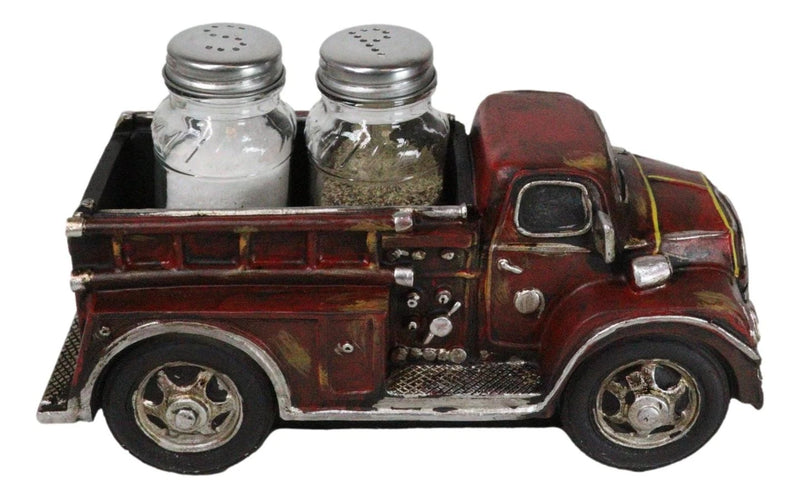 Figura de camión de bomberos rojo vintage para salero y pimentero de cristal-3