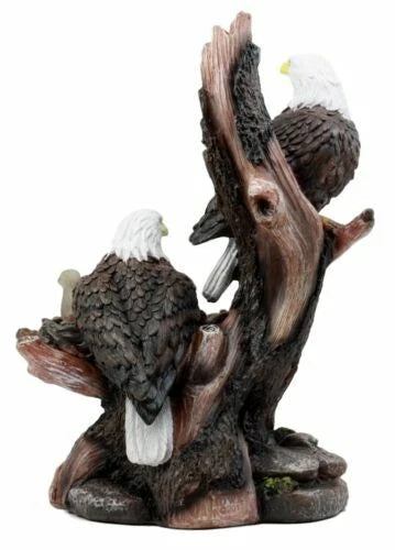 Wildlife Habitat Bald Eagle Family In Nest Statue 12"H Eagle Mate With Nestlings-4