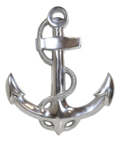 Nautical Ocean Marine Polished Aluminum Metal Ship Anchor Wall Decor Plaque 18"H-5