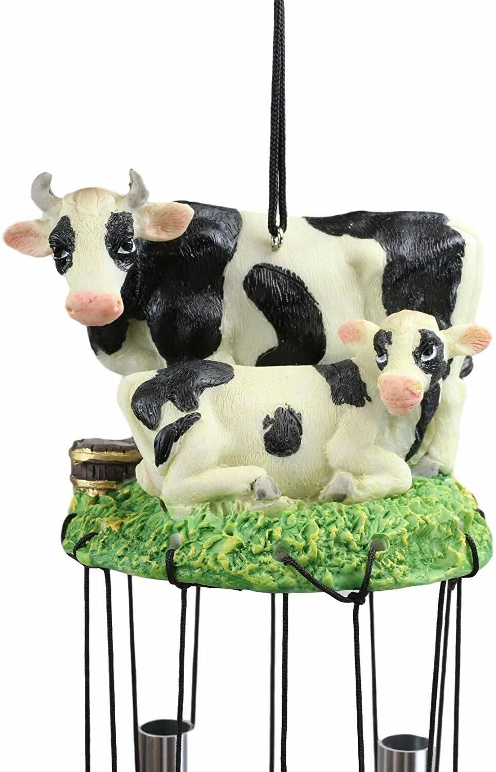 Gift Bovine Holstein Cow and Baby Calf Family Resonant Relaxing Wind Chime-6