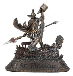 Large Saint Florian Pouring Water Over Burning Building Statue 10.25" Tall-7
