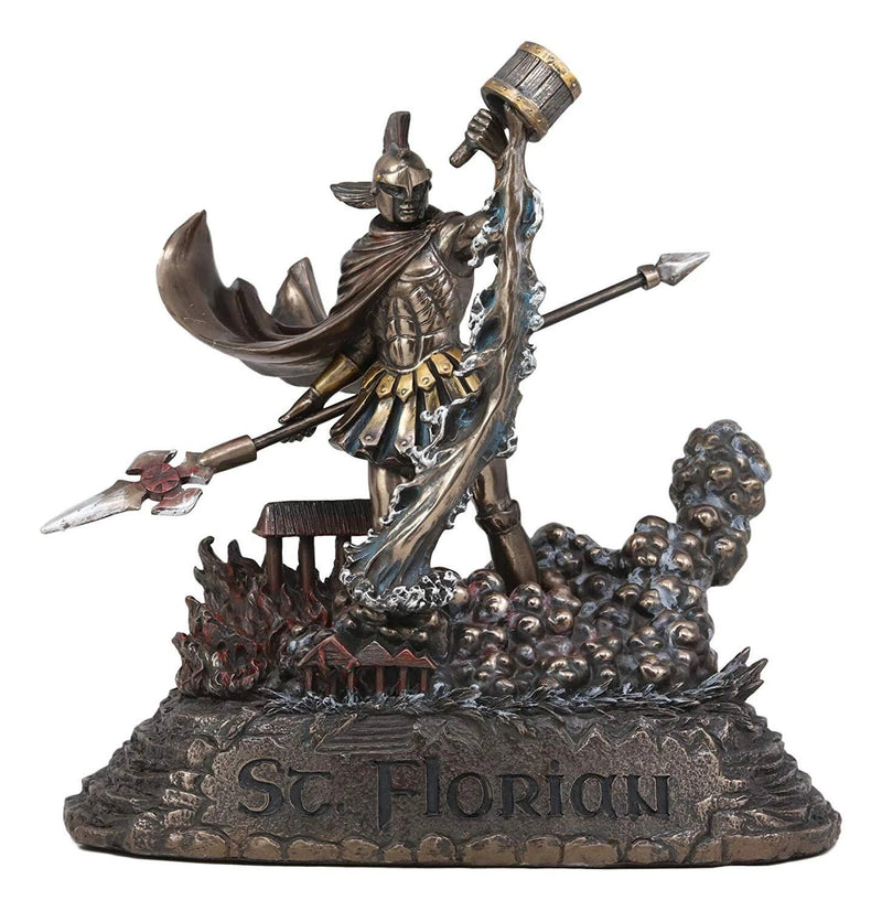Large Saint Florian Pouring Water Over Burning Building Statue 10.25" Tall-7