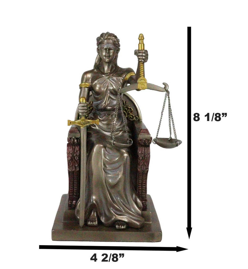 Seated Lady Justice Statue 8"Tall Greek Goddess La Justica Dike Figurine-6
