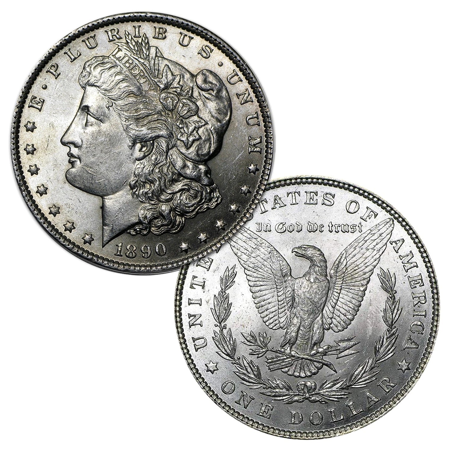 1890 P Morgan Silver Dollar $1 Brilliant Uncirculated BU 90% Silver