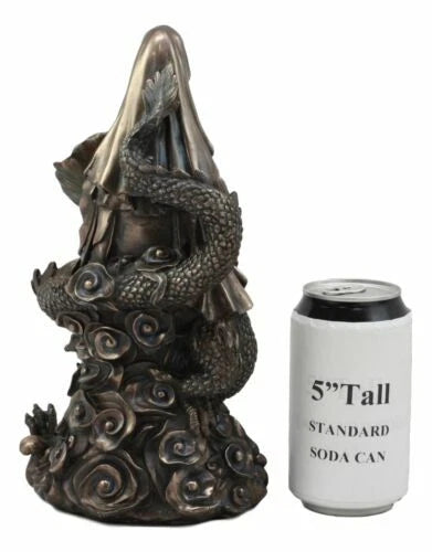 Avalokiteśvara Meditating Buddha Kwan Yin Kuan Yin On Dragon Statue 11"H-4