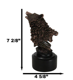 Busto de cabeza de lobo alfa aullando de Rustic Woodlands, figura de resina bronceada con base-4