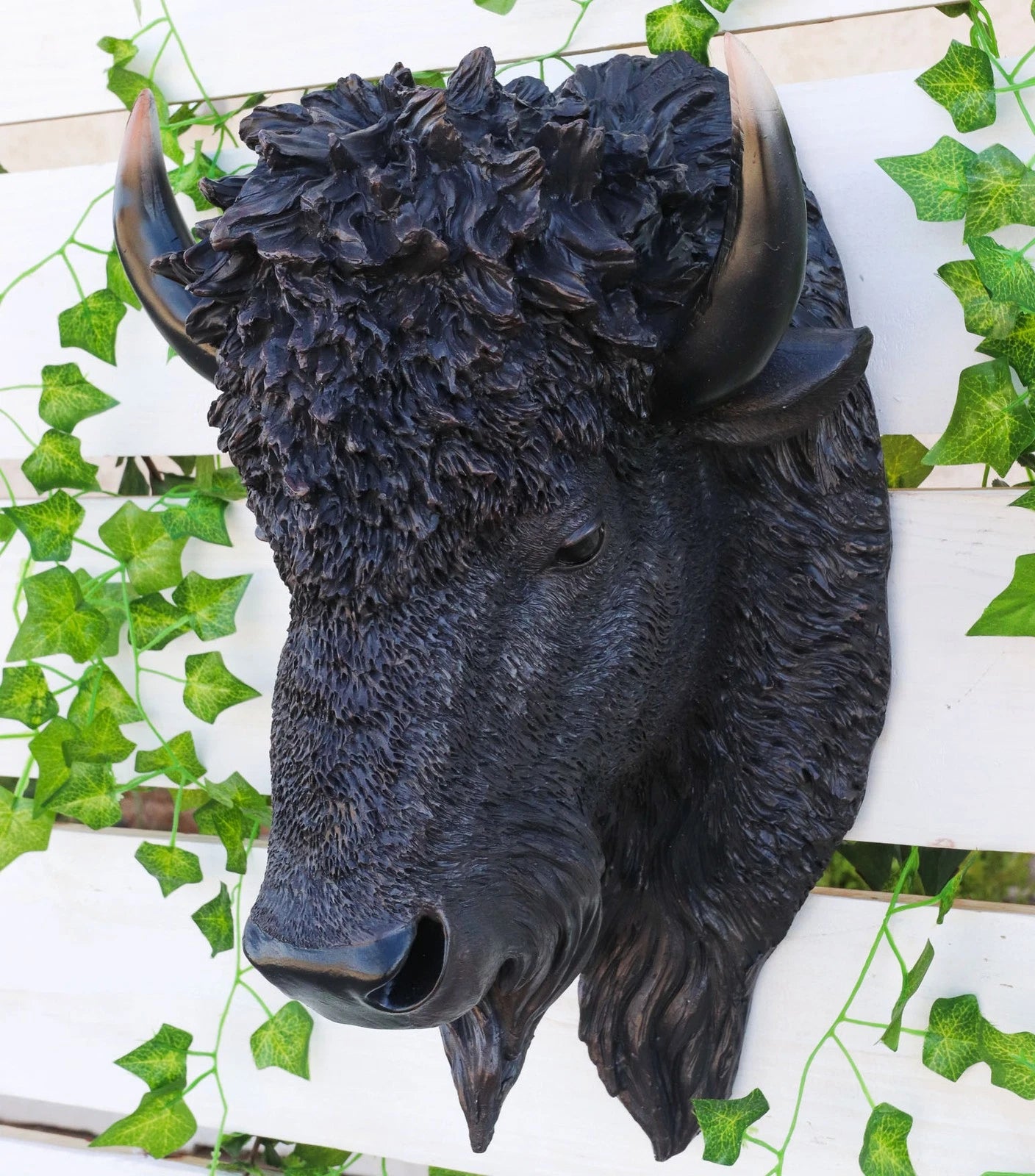 Large Bison Buffalo Hanging Wall Decor Sculpture Plaque Figurine 18.5" H-4