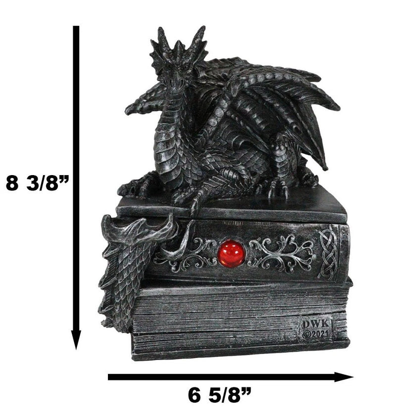 Medieval Fantasy Dragon Guardian of Knowledge Secret Trinket Box Figurine 8.25"H-5