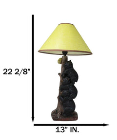 Rustic Climbing 3 Stacked Black Bear Cubs Getting Honey Table Lamp W/Shade-7