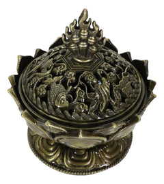 Buddha Padma Lotus Incense Holder Burner Figurine Eastern Meditation Decor 4"Dia-4