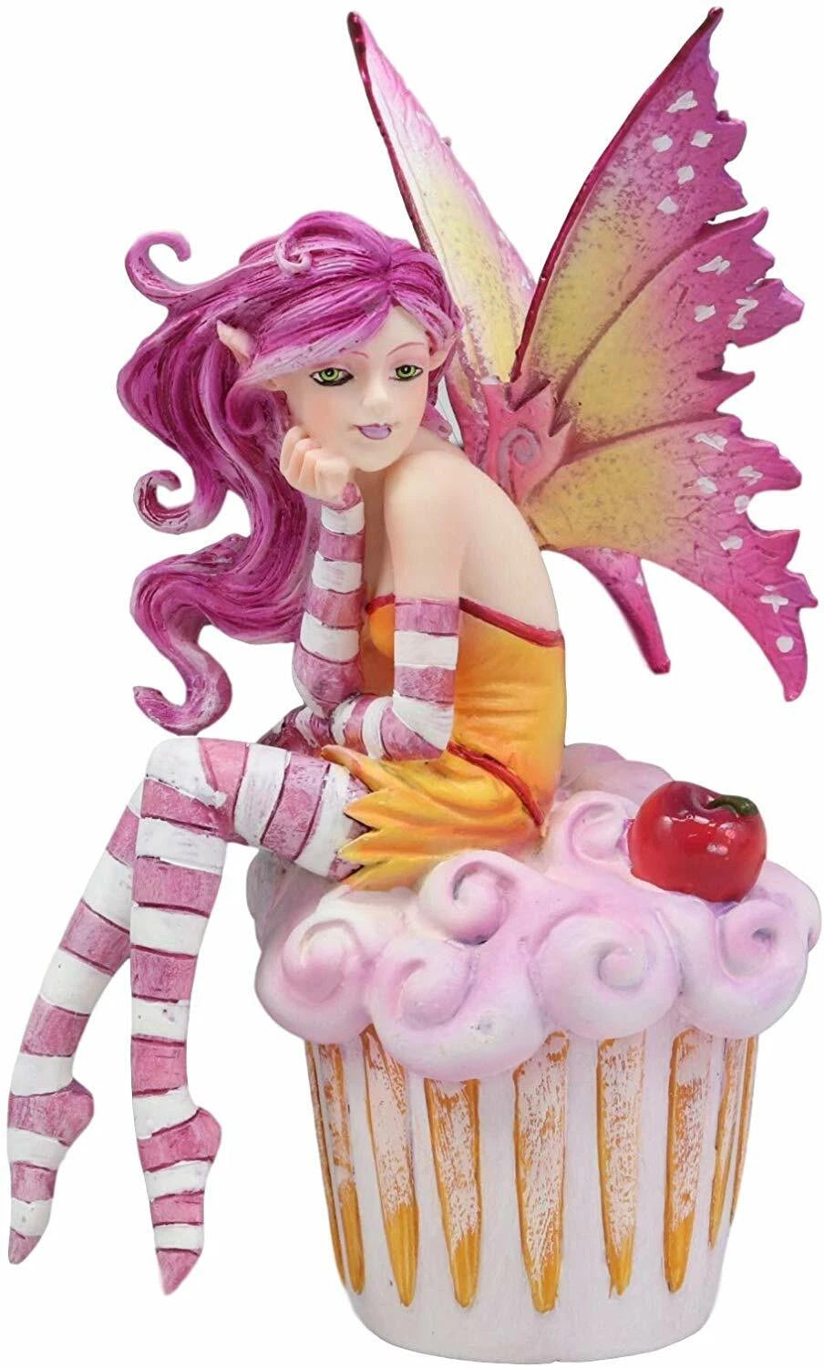 Colorful Amy Brown Pink Cherry Cupcake Fairy Statue Sweet Tooth Collection-8