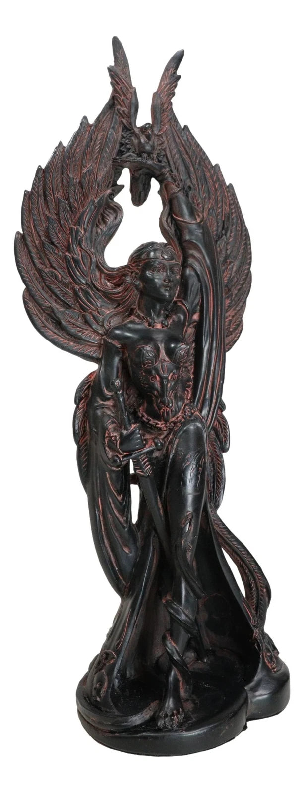 Morrigan Statue, 12" Celtic War Goddess Phantom Queen Triple Goddess Valkyrie Figurine for Shelf, Mantle, Home, or Gothic Fantasy Decor-5