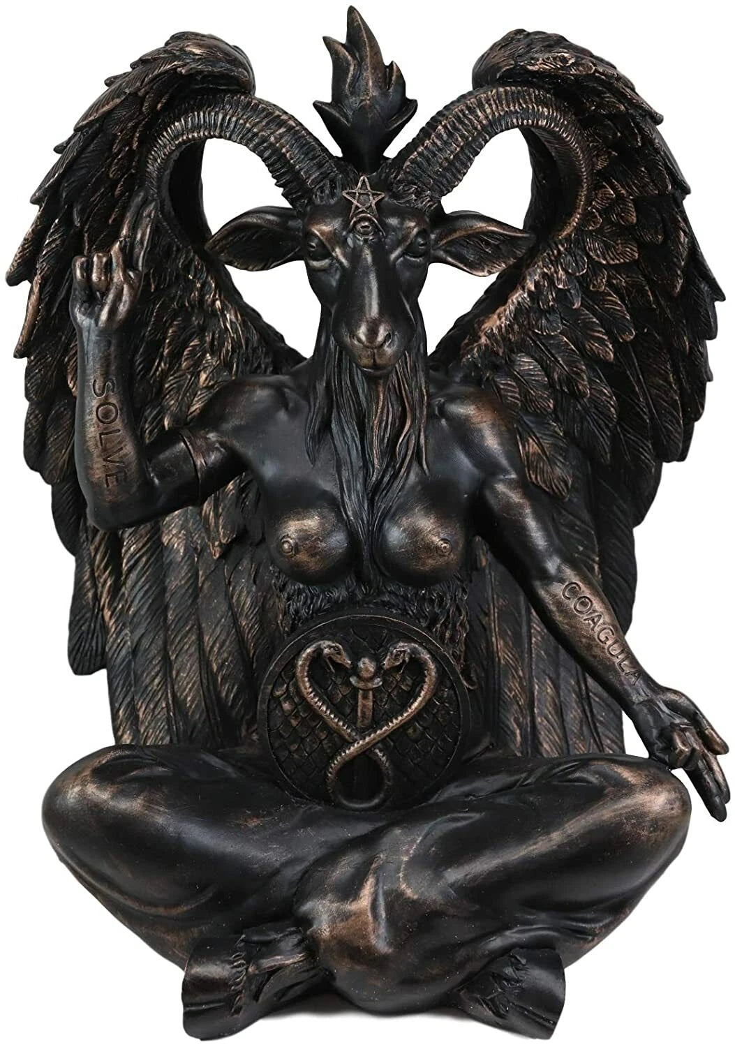 Large 16" Tall Sabbatic Goat Idol Samael Lilith Baphomet Seated Statue