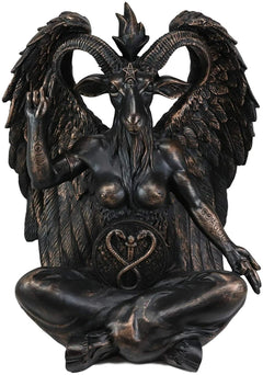 Large 16" Tall Sabbatic Goat Idol Samael Lilith Baphomet Seated Statue-2