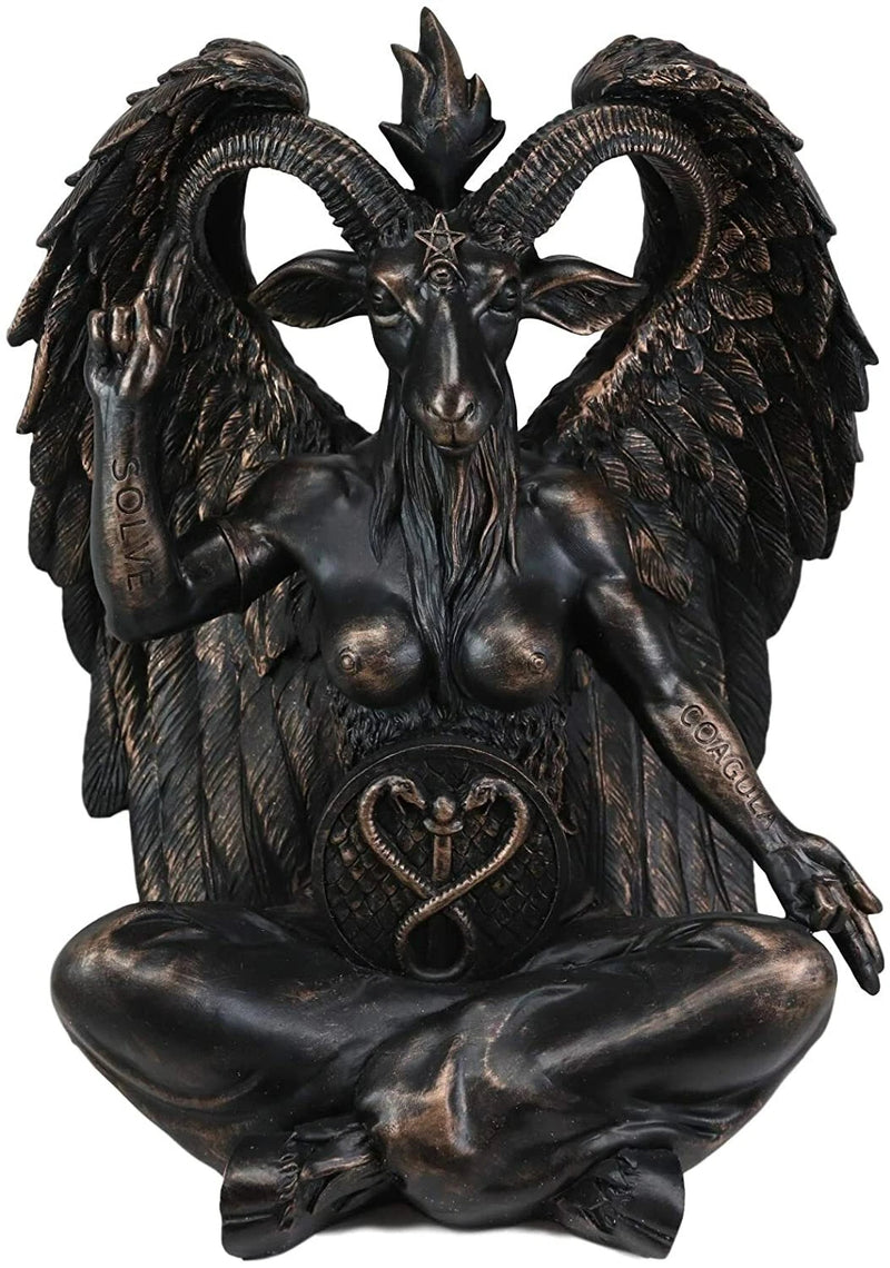 Large 16" Tall Sabbatic Goat Idol Samael Lilith Baphomet Seated Statue-2