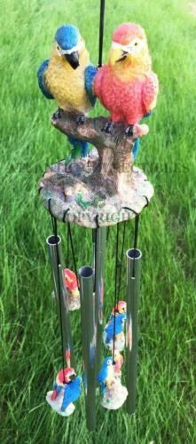 Red and Blue Scarlet Macaw Parrots Couple Resonant Relaxing Wind Chime Patio-5