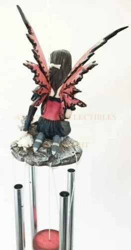 Red Tribal Fairy W/ Dragon Hatchlings Resonant Relaxing Wind Chime Garden Patio-3