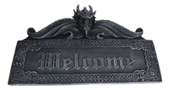 Celtic Medieval Gothic Guardian Dragon Welcome Plaque Door Wall Sculpture-3
