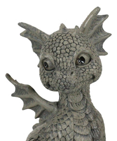 Whimsical Dainty Garden Dragon Sitting Figurine Faux Stone Fantasy Decor-8