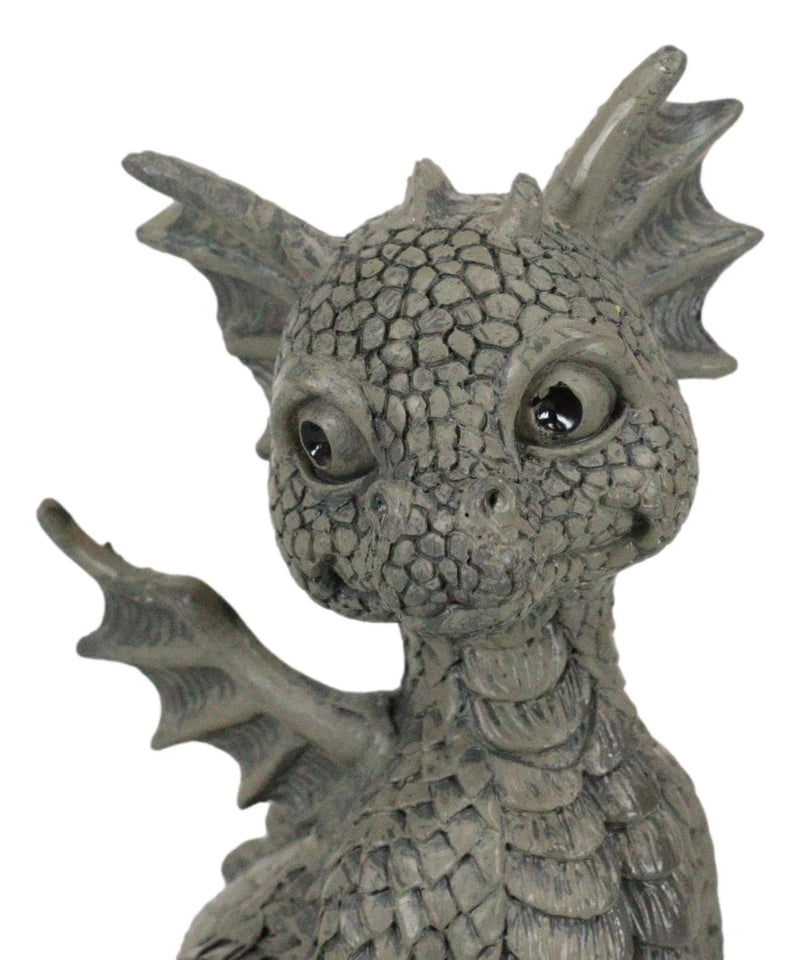 Whimsical Dainty Garden Dragon Sitting Figurine Faux Stone Fantasy Decor-8