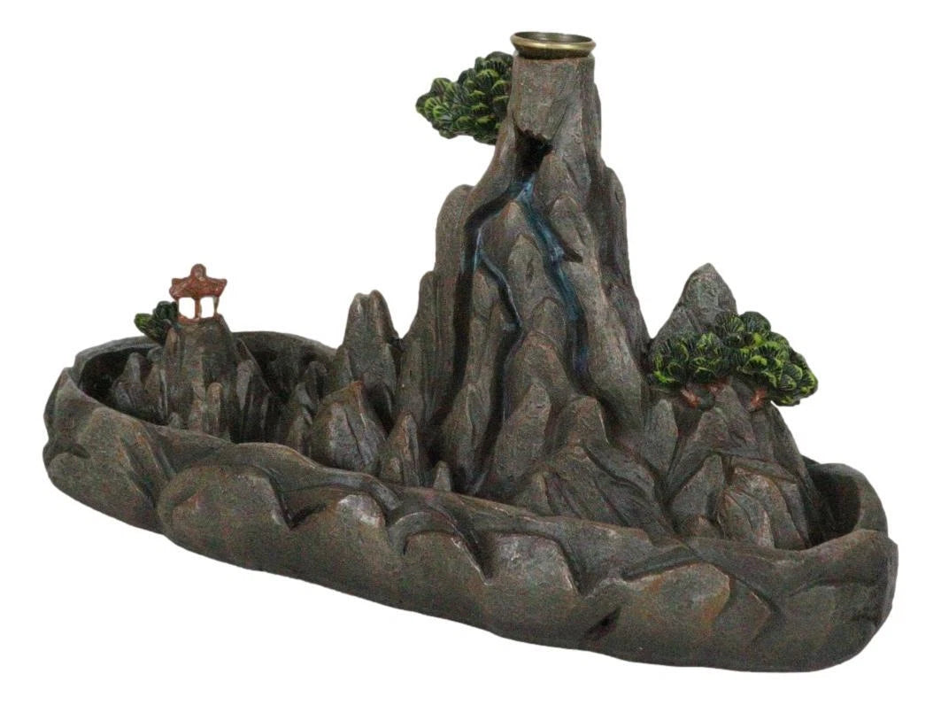 Feng Shui Zen Mountain Range Buddhist Pagoda Temple Backflow Cone Incense Holder-3