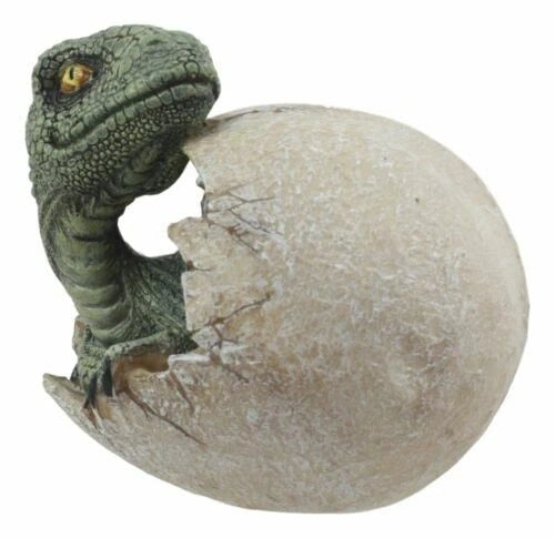 Figura de huevo de dinosaurio depredador de la era jurásica, cría de velociraptor de 10 cm de alto-4