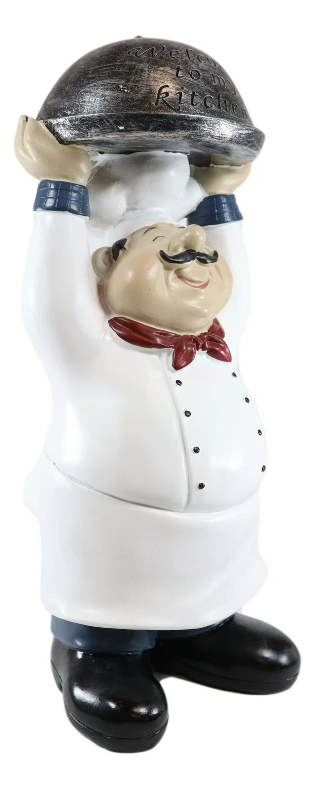 Figura de bienvenida de Master Bistro Chef con bandeja de cúpula derretida, 35,5 cm de alto-6