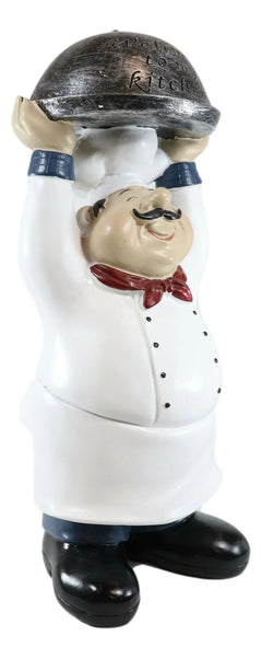 Figura de bienvenida de Master Bistro Chef con bandeja de cúpula derretida, 35,5 cm de alto-6