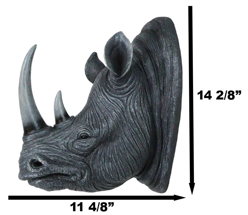 Safari Black Rhino Wall Plaque 14.5"H Taxidermy Rhinoceros Wall Decor Sculpture-4